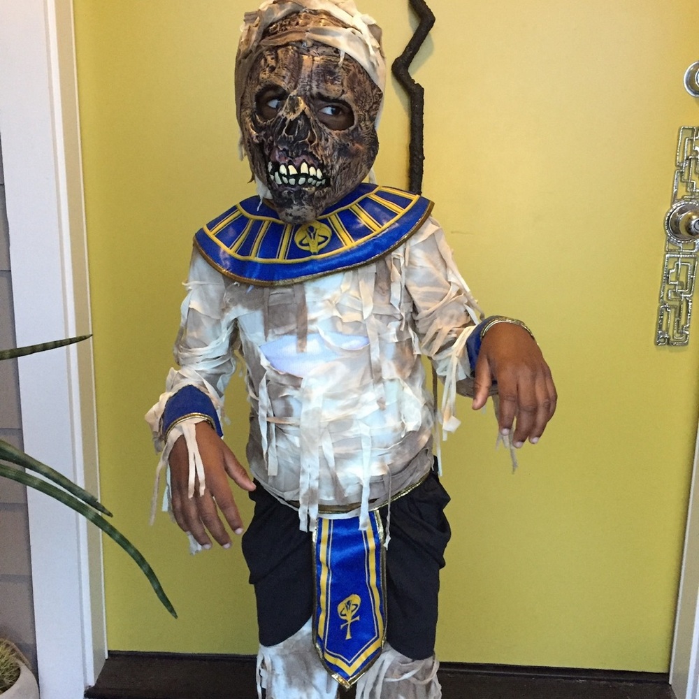 Mummy Costume with Blue and Gold Accents